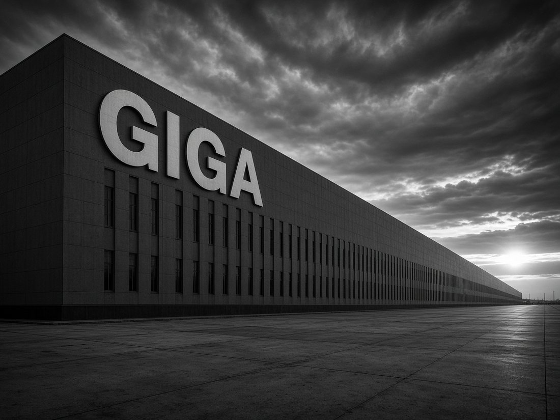 Monolithic GIGA factory at dawn